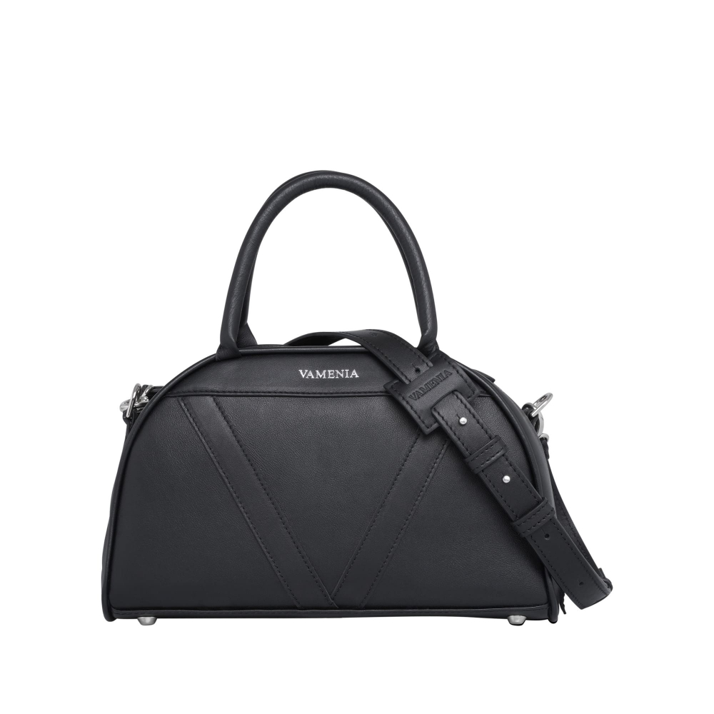 Handle bag as crossbody bag made of nappa leather black